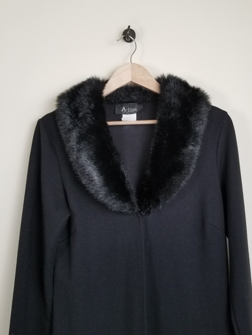 A-list By Wrapper Vintage Duster Coat Faux Fur Collar Size Medium - Picture 3 of 10